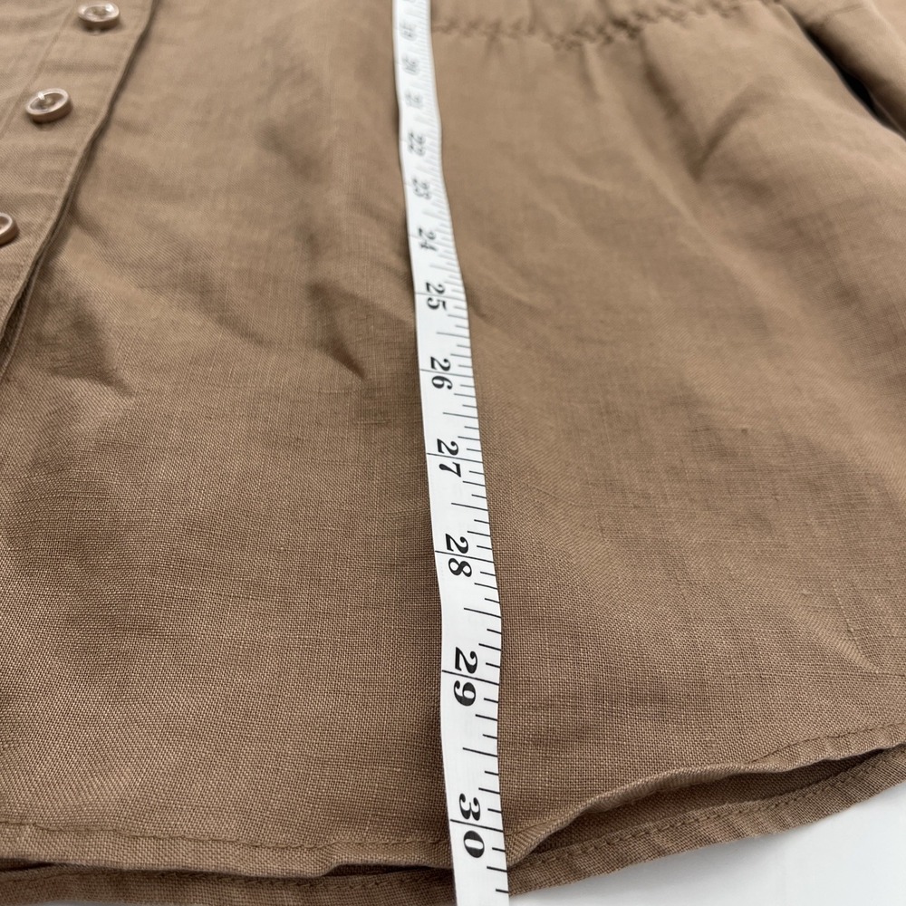 Westbound Linen Top Mandarin Collar Pleated Waist Minimalist Quiet Luxury Sz 14 - Picture 7 of 8